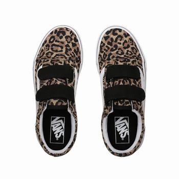 Detske Tenisky Vans Animal Checkerboard Old Skool V (8-14+ years) Leopard/Čierne VA72YKAUE